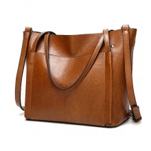 Women Oil Leather Tote Handbags Vintage Shoulder Bags Capacity Crossbody Bags