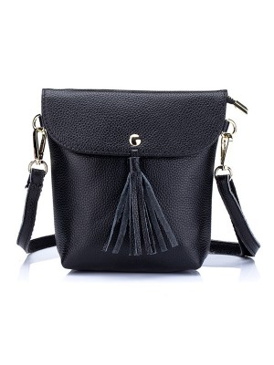 Genuine Leather Tassel Mini Shoulder Bags Vintage Hasp Crossbody Bags 5 5  Phone Bags