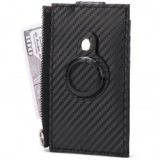 For Airtag Tracker Case Carbon Fiber Credit Card Holder Wallet  Black