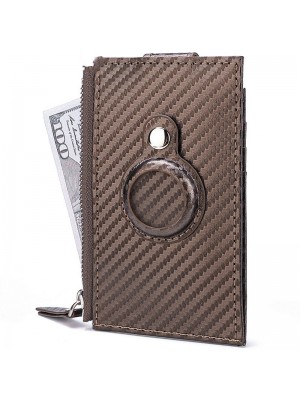 For Airtag Tracker Case Carbon Fiber Credit Card Holder Wallet  Coffee