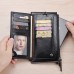 DEABOLAR Men Long Wallet Retro PU Soft Leather Hand Strap Clutch Mobile Phone Bag  Black