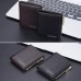 Baellerry Men Short Multi  Card Wallet Large Capacity Striped Coin Purse Vertical Zipped Wallet  Coffee