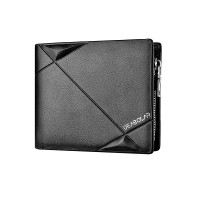 DEABOLAR Men Short PU Leather Tri  fold Horizontal Wallet Large  capacity Multi  card Wallet  Black