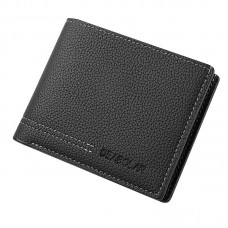 DEABOLAR Large  capacity Multi  card Men Short PU Leather Wallet  Black