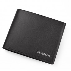 DEABOLAR Large  Capacity Multi  Card Men Short PU Leather Wallet  Black Horizontal