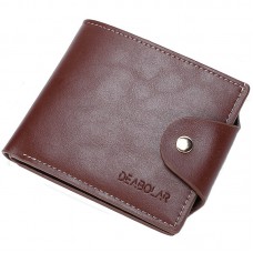 DEABOLAR Large  capacity Multi  card Slot PU Soft Leather Retro Short Wallet  Brown