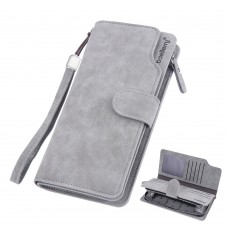 Baellerry Matte Leather Multi  card Slot Men Clutch Bag Zip Buckle Vintage Wallet  Grey