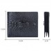 Baellerry Crocodile Print Men Short Wallet Vintage Multi  card Slot Coin Purse  Black Back