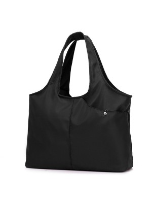 Women Nylon Handbag Solid Tote Bag Multipocket Shopping Bag