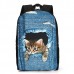 3D Cat Backpack Dog Pattern Denim School Book Bags Travel Bags