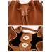 Women PU Leather Drawstring Bucket Bags Retro Tassel Shoulder Bags Crossbody Bags